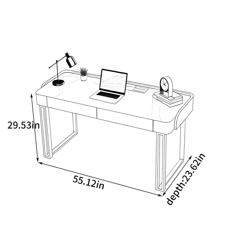 Luxury modern desk, 29.53" H x 55.12" W x 23.62" D