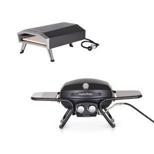 Steel Countertop Propane Pizza Oven and Gas Grill Set with 13" Pizza Stone, Hose, and Regulator