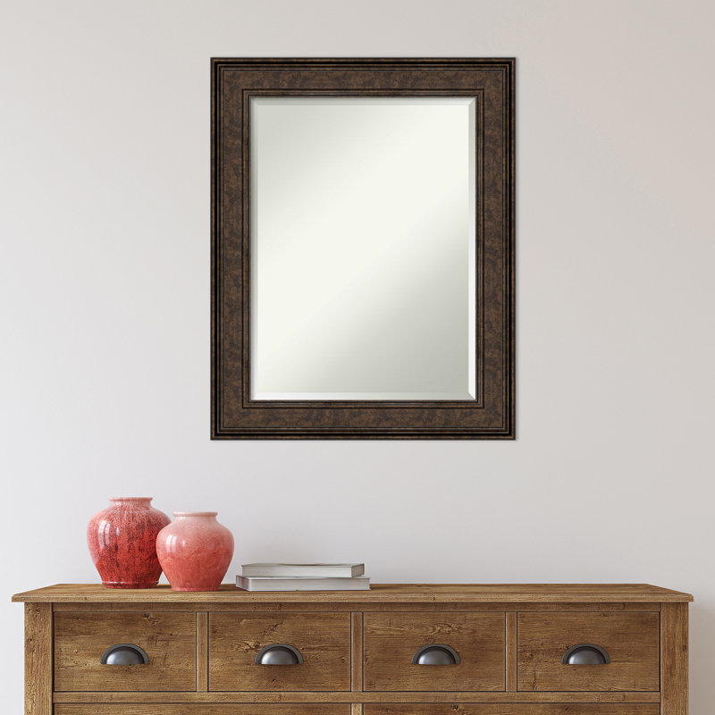 Fahlman Flat Wall Mirror, Rustic Brown, 29.5" x 23.5"
