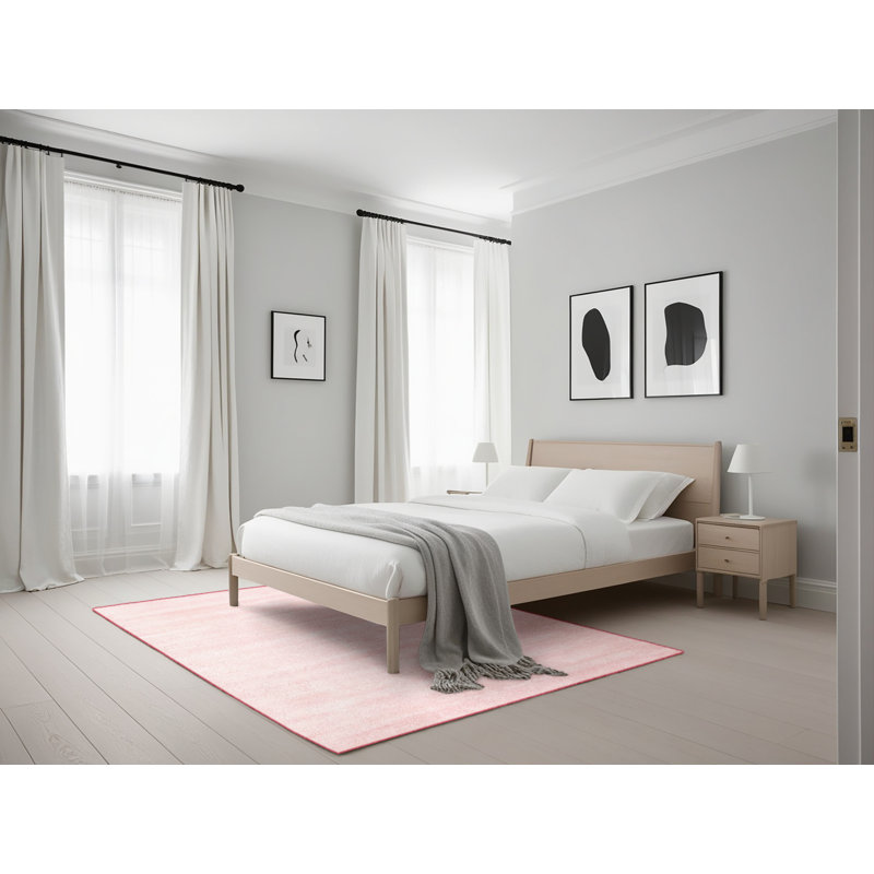 Tapis de zone rose contemporaine, Rectangle 5 pi x 7 pi