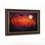 Tableau sur toile d'Halloween représentant un cimetière orange et violet avec des chauves-souris et la lune-1983913602