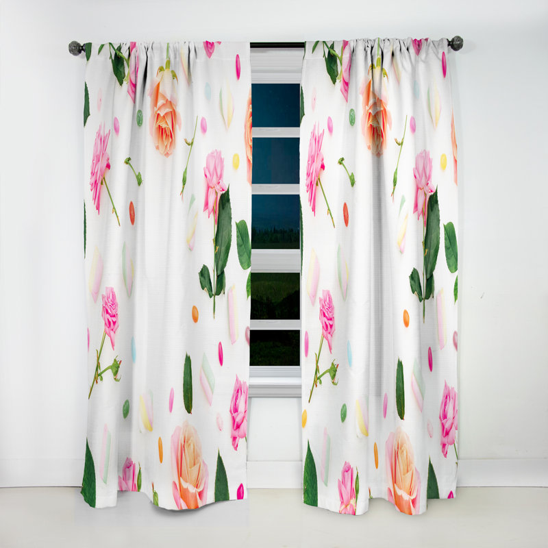 Rideau simple occultant Floral Mid-Century Floral Botanical Retro VI, L 52 po x L 90 po
