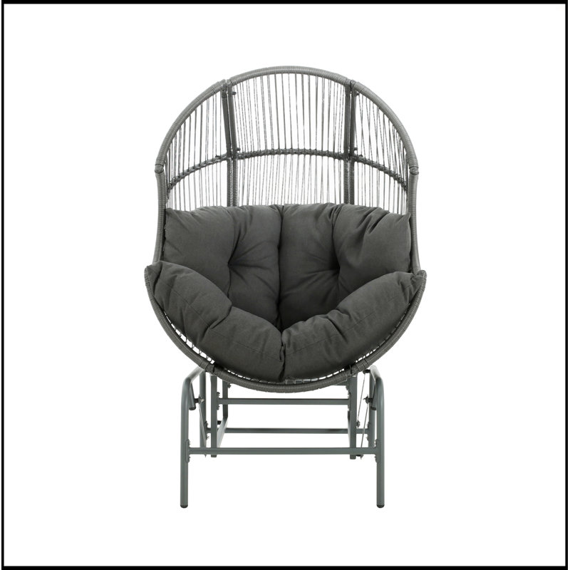 Fauteuil oscillant d'extérieur en osier, Gris foncé, Gris foncé