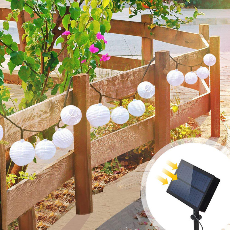 Outdoor 40 - Bulb 393.7'' Solar Powered LED Shaded String Light, Warm White