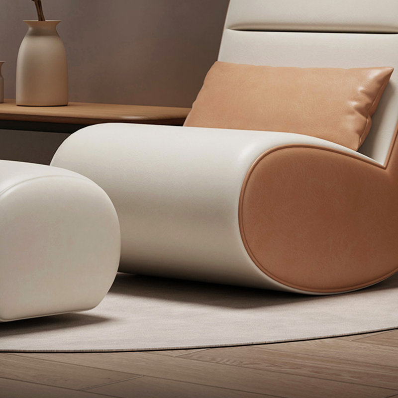 Chaise berçante avec repose-pieds Comfy, Brun foncé / Beige