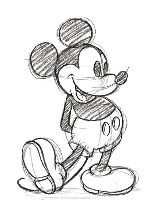 Mickey Mouse, Sketched - Single - Memorabilia Print, 80cm H x 60cm W, No Mount, Paper