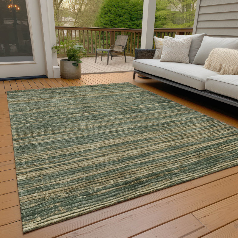 Machine Washable Indoor/Outdoor Xhevrie Fern Rug, Rectangle 8' x 10'