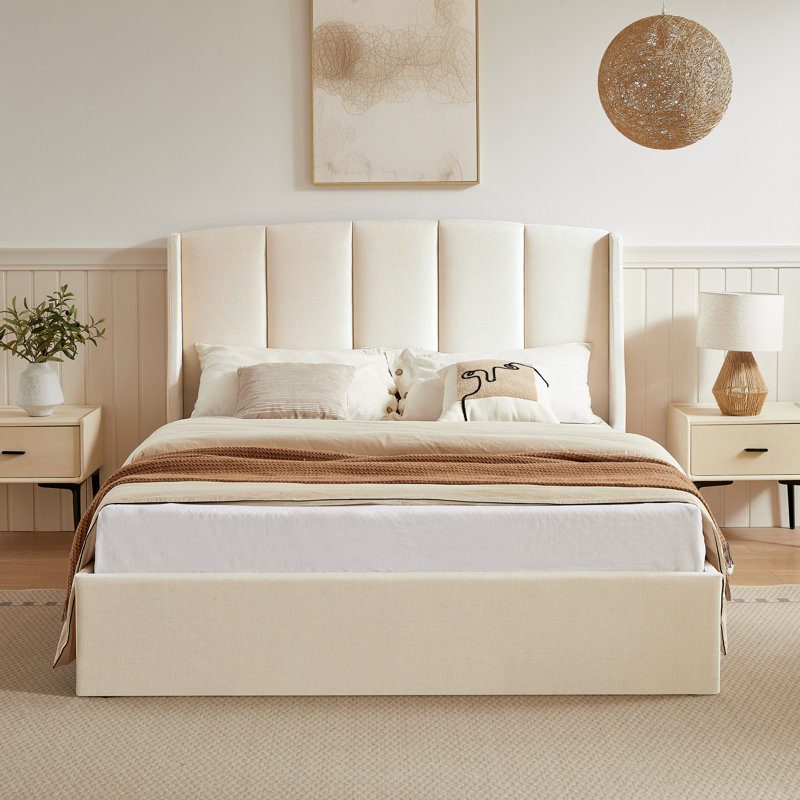 Balynda Upholstered Storage Platform Bed, Beige, Full / Double