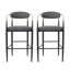 Ensemble de 2 tabourets de bar, tabourets de bar rembourrés à hauteur de comptoir avec dossier et pieds en fer pour îlot de cuisine, assise en tissu gris, capacité de poids de 260 lb-1476038390-1476038389