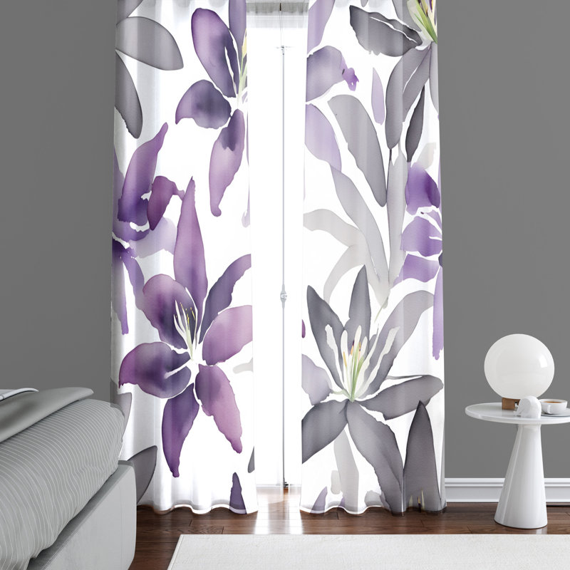 Paire de rideaux semi-transparents en polyester Honalee, L 40 po x L 61 po