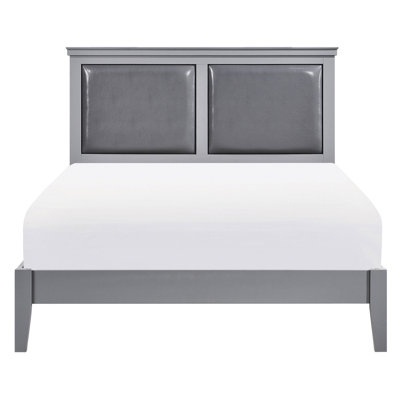 Lit à panneaux grand classique gris avec meubles de chambre à coucher capitonnés