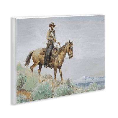 Plaque murale Cowboy montée sur Sagebrush Ridge, design par Arlington Prints