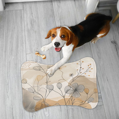 Neutral Wabi Sabi Florals - 1 Piece Bone Shape Feeding Mat
