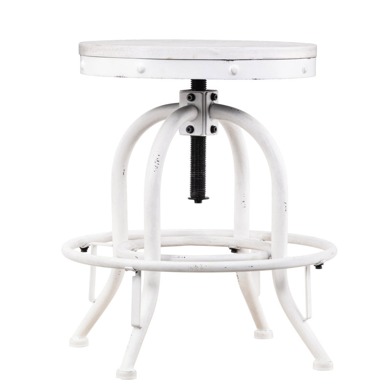 Tabouret pivotant à hauteur réglable blanc, blanc, d'inspiration rustique pour meubles de patio