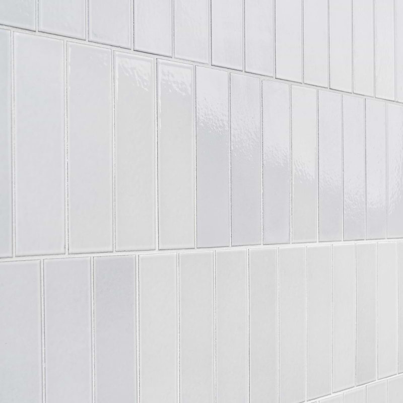 Color One 2x8 Glossy Lava Stone Tile, Milk White