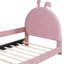 Lit de jour simple tapissier avec tête de lit en forme d'oreille de lapin, rose