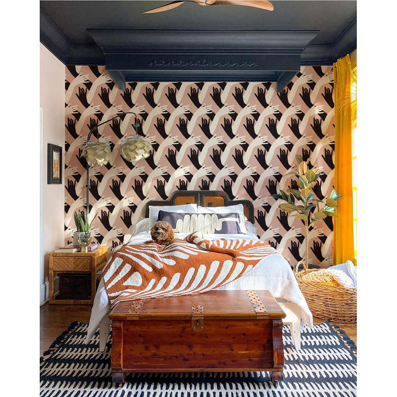 Connect Wallpaper by Natalie Papier, Dusty Blush, Faux Grasscloth, Non-Pasted