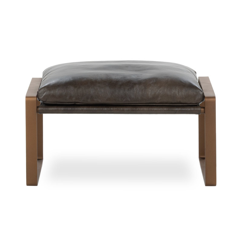 Morgan Top Grain Leather Ottoman, Truffle Brown