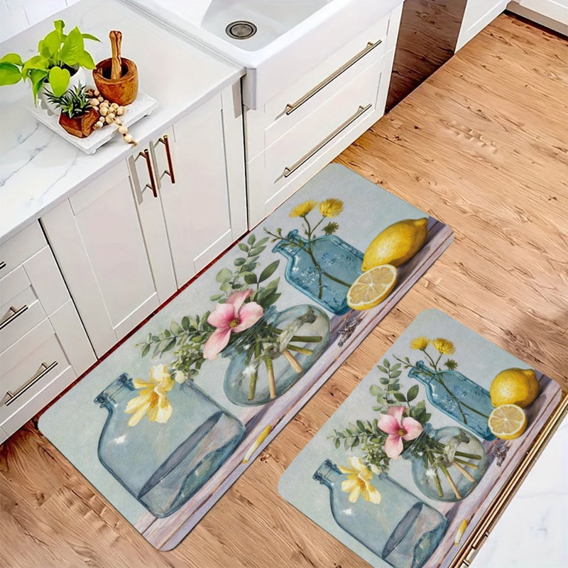 Nature morte avec fleurs et citrons, 2 tapis de cuisine antidérapants