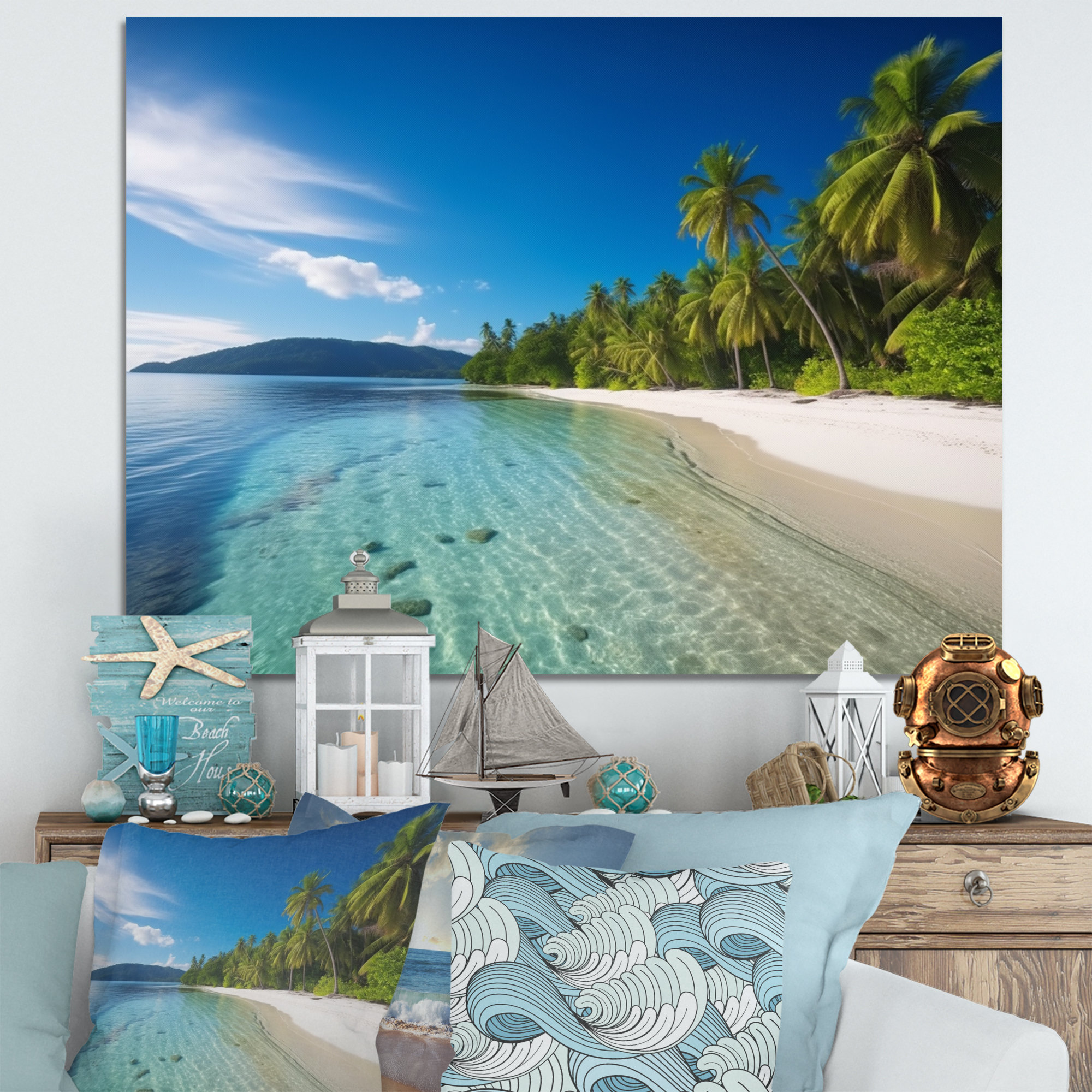 Dovecove Ocean Blue Paradise - Modern Beach Wall Art | Wayfair