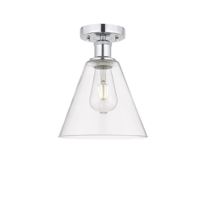 Plafonnier semi-encastré 1 lumière Yohannes, Transparent, H 10,13 po x l 8 po x P 8 po, Chrome poli