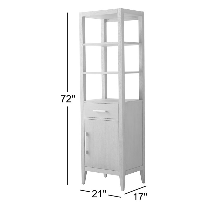 Armoire à linge sur pied 72 po Chambery, grande tour de rangement pour salle de bain avec 3 tablettes ouvertes