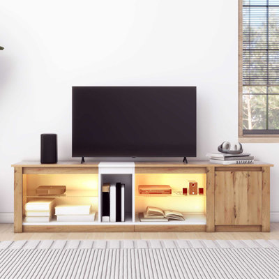 Modern TV Stand For Tvs Up To 80'': Stylish Media Console With LED Light And Multi-Functional Storage -  Ivy Bronx, 22534FE923B640A99124AA2480338503