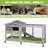  Outdoor Rabbit Hutch with Casters Rabbit Cage with 3 Pull Out Tray, Waterproof Roof