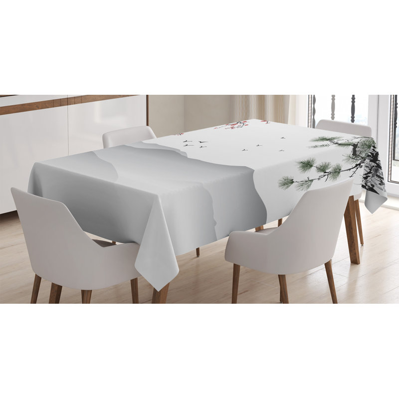Chinese Painting Artwork Tablecloth, 84" L x 60" W