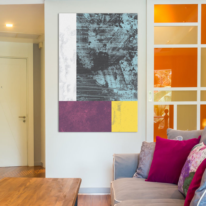 « geometric », impression sur toile tendue, H 60 po x l 40po x P 1,5 po, Pas de tapis, Toile tendue