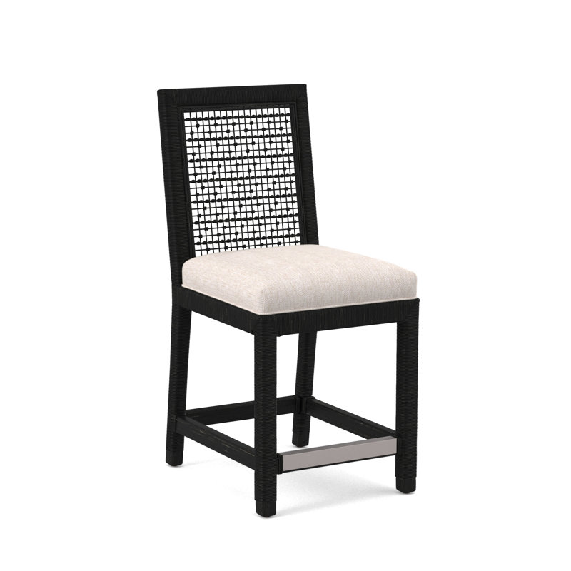 Pine Isle 24" Counter Stool, Sunbrella Beige Pinstripe; 6205-74, Black