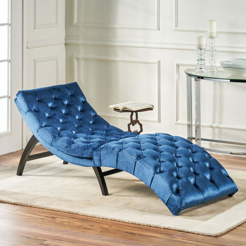 Chaise longue sans accoudoirs Rojo, Gris cobalt