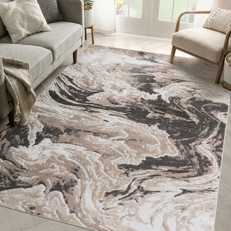 Abstract Non-Shedding Living Room Bedroom Dining Home Office Stylish And Stain Resistant Area Rug, Rectangle 5'3" x 7'6"