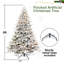 Arbre de Noël artificiel floqué pré-éclairé avec lumières incandescentes blanc chaud, extrémités de branches, pin enneigé à charnière en PE + PVC avec branches à mémoire de forme partielle, support en métal pliable pour les fêtes-2091984691