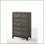 Commode rustique 5 tiroirs gris vieilli | Gris | Papier composite