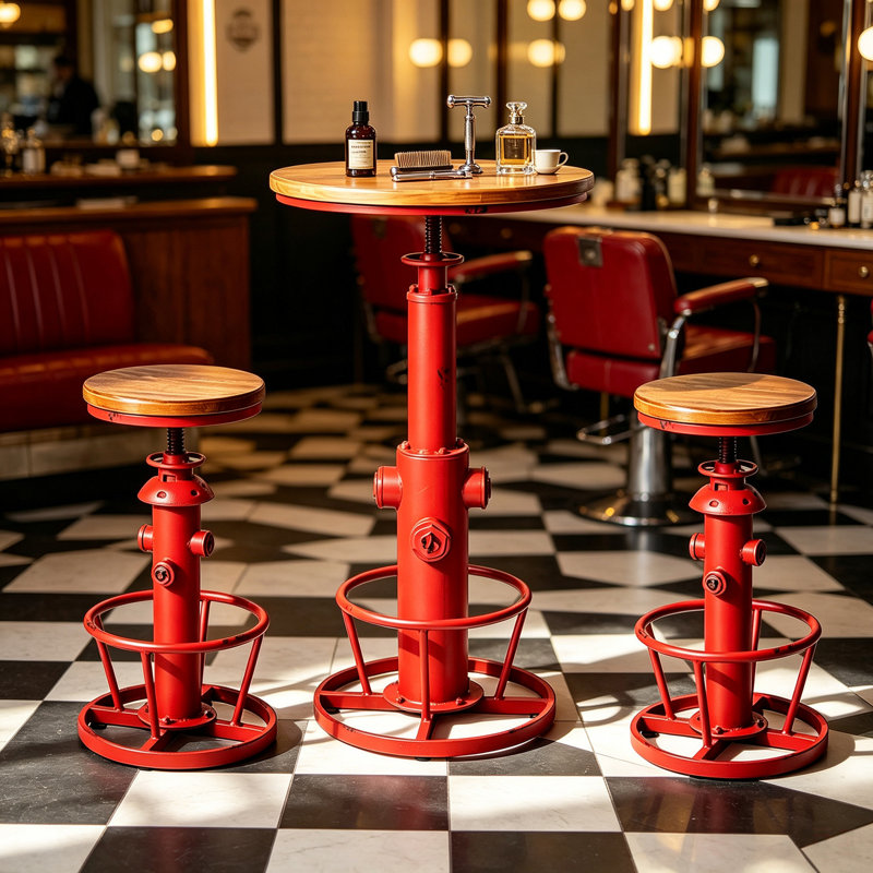 Jermeshia 2 - Person Pine Pedestal Dining Set, Red, Red/Brown