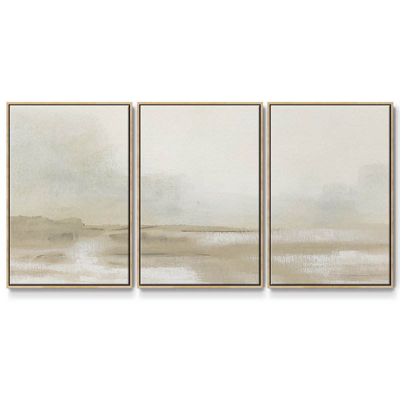 Neutre brume Mesa II - Toile encadrée multi-pièces, H 40 po x l 78 po x P 2 po, Naturel