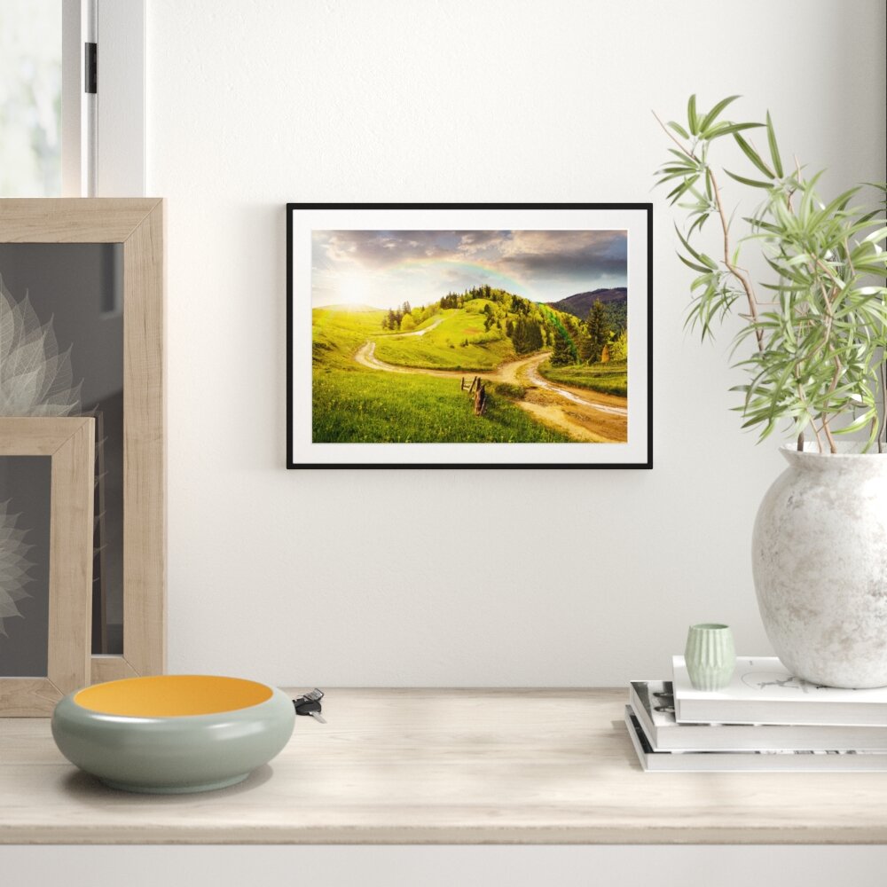 Gerahmtes Poster Landschaft mit Regenbogen