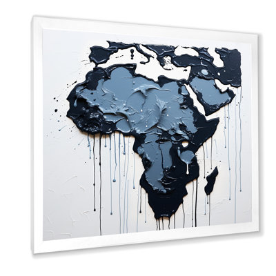 Black And Blue Modern African Map - Africa Canvas Art Print