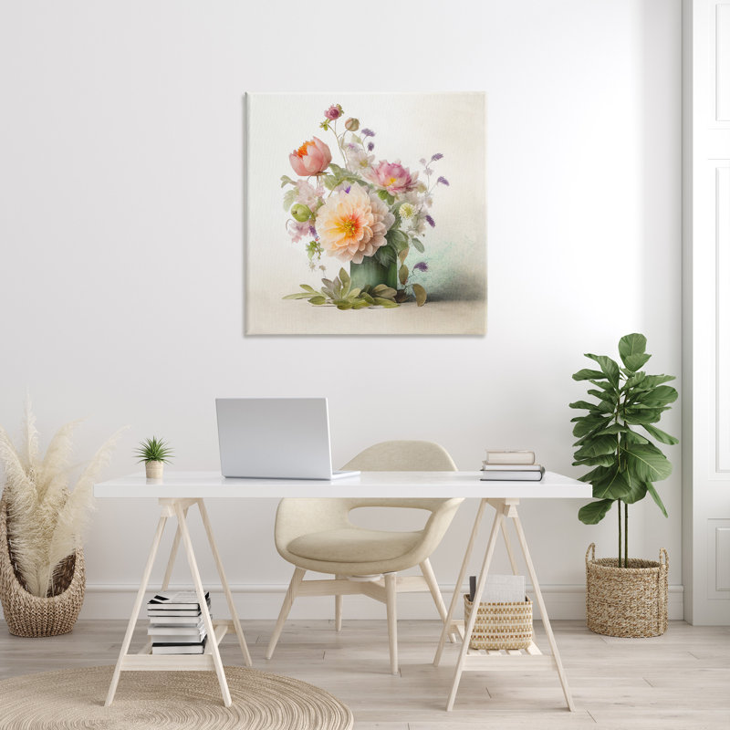 Bouquet de fleurs printanières sur toile, H 36 po x l 36 po x P 1,5 po