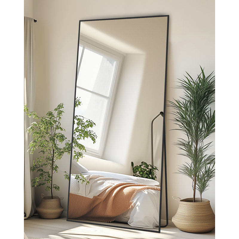 Large Decorative Floor Mirror, Full Length Cheval Standing Mirror For Bedroom Decor, Living Room, 71" x 26", Black