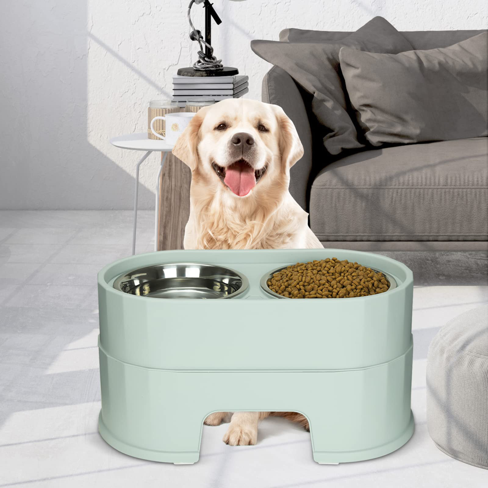 Balight Upgraded Elevated Dog Bowls For Small Size Dogs And Cats Adjustable  Bamboo Raised Dog Bowl Stand With Highly Absorbent Spill Proof Mat And 2  Stainless Steel Pet Dog Puppy Food Water