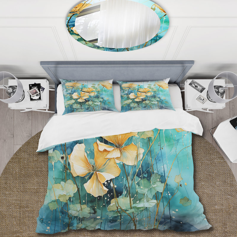 Ensemble de housse de couette Yellow Morning Glory Spring Awakening - Morning Glory, Housse de couette pour très grand lit