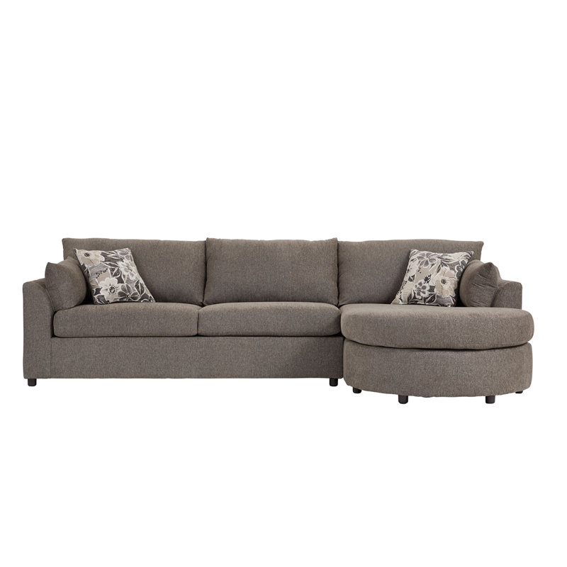 13950Sec Sofa & Chaise Sectional, Dexter Fern Polyester, Margo Charcoal