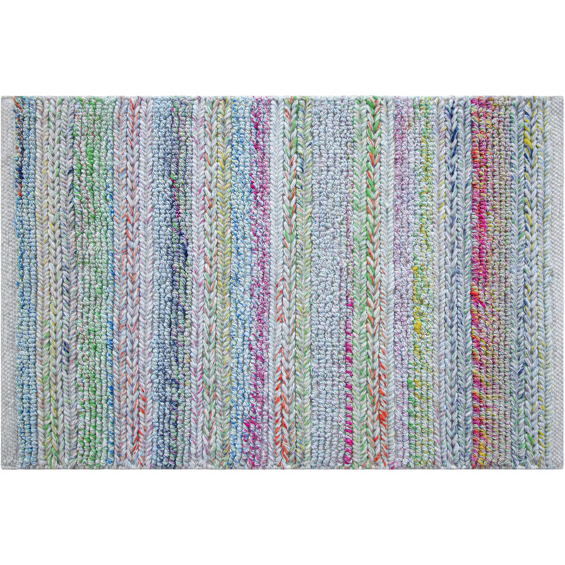 Confetti Striped Handwoven Purple/Blue/Green Indoor / Outdoor Use Area Rug, Rectangle 2' x 3'