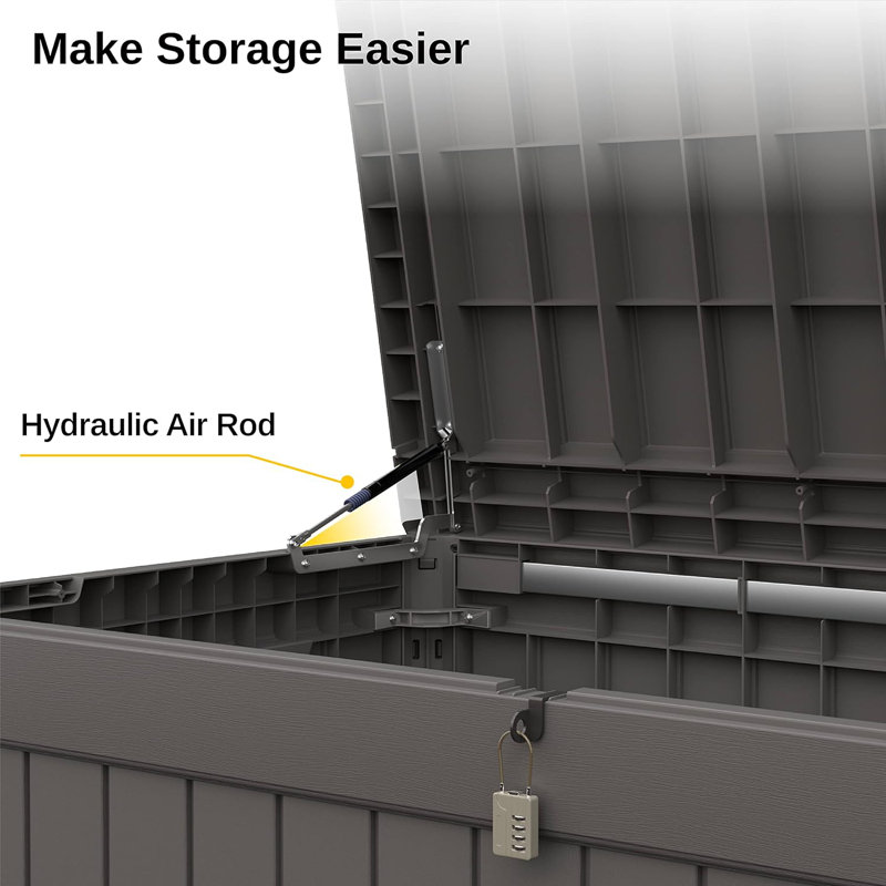 Gray 230 Gallon Lockable Weather-Resistant Plastic Deck Box