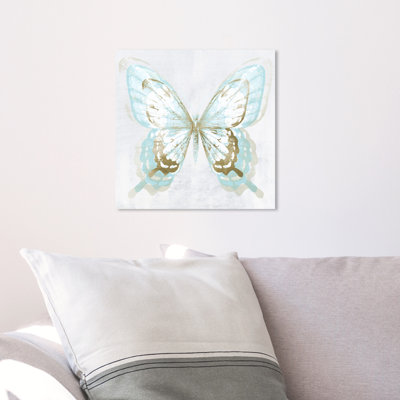 Animals Butterfly Illusion Aqua Gold Insects  Painting Print