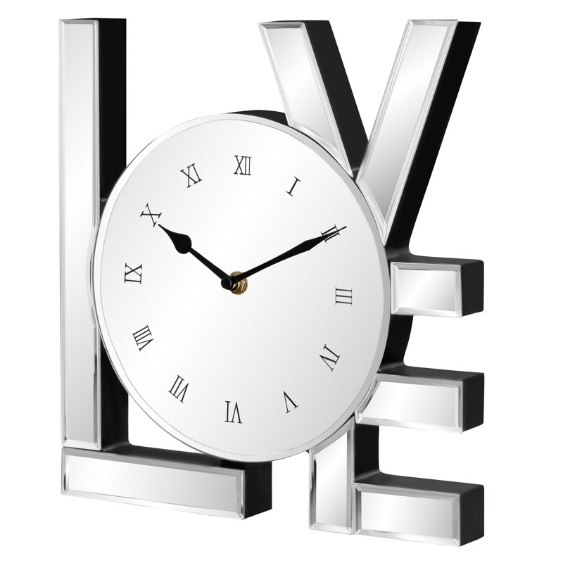 Shyfoy 28x30cm Wall Clock Mirrored Clock LOVE Letter Wall Decor