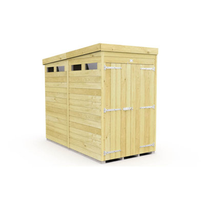 4ft x 8ft Pent Security Shed - Double Door