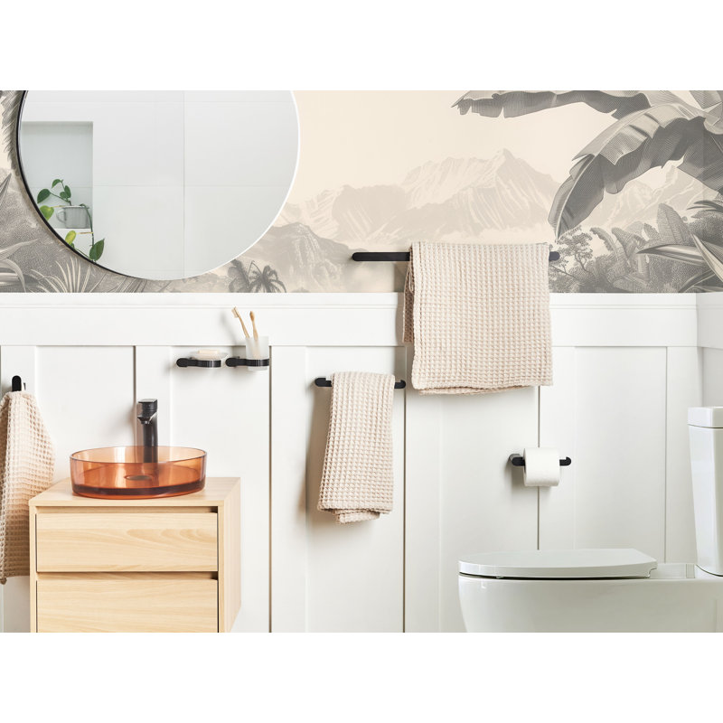 6-Piece Bathroom Hardware Set PARACAS with Towel Bars and Hooks, Matte Black